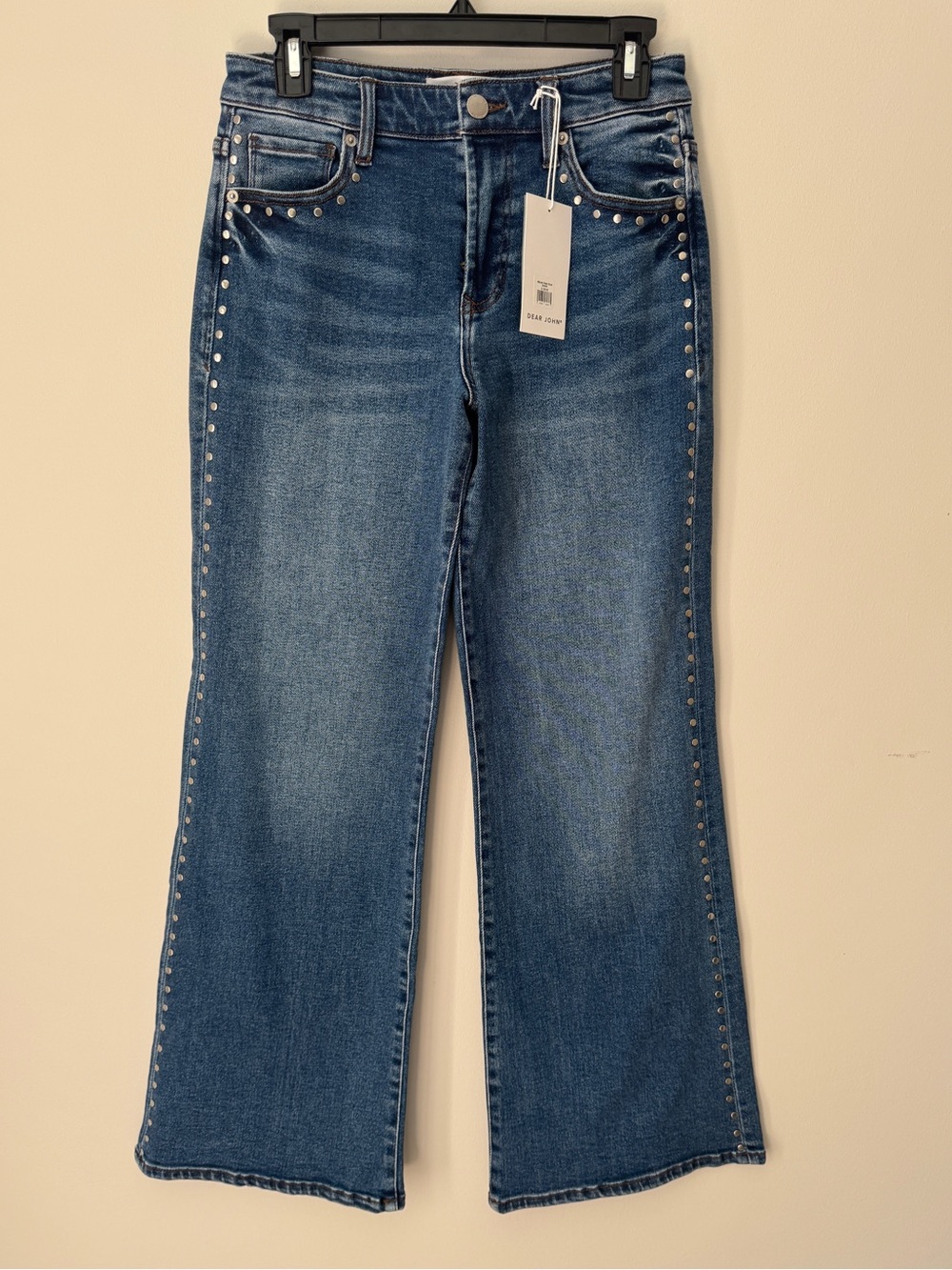 Dear John Micah Blue Stud Trim Wide-Leg Women’s Jeans NWT